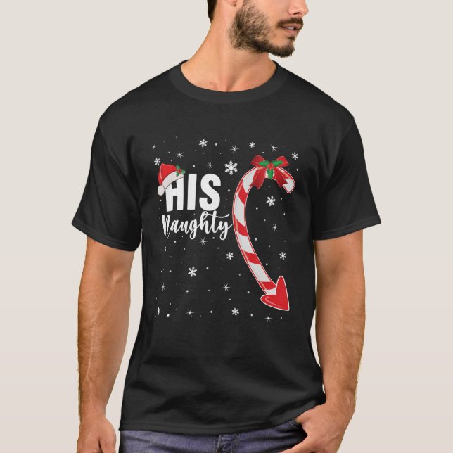 T-shirt Naughty Et Nice Correspondant Couple Christmas Can (Devant)