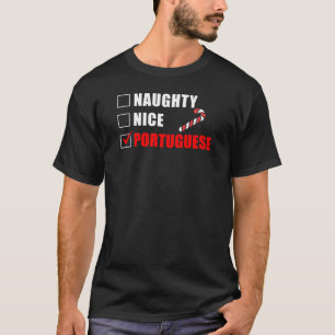 T-shirt Naughty Nice Design de Noël portugais