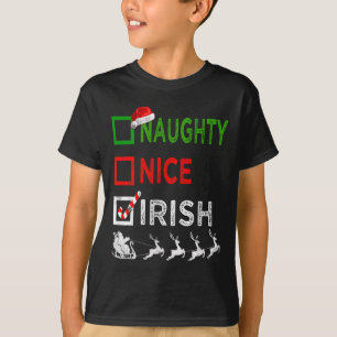 T-shirt Naughty Nice Irlandais Pajamas de Noël Funny Père