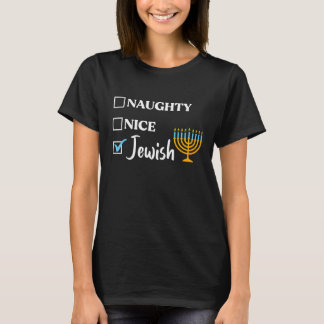 T-shirt Naughty Nice Juif Drôle Laid Noël Hanoukka