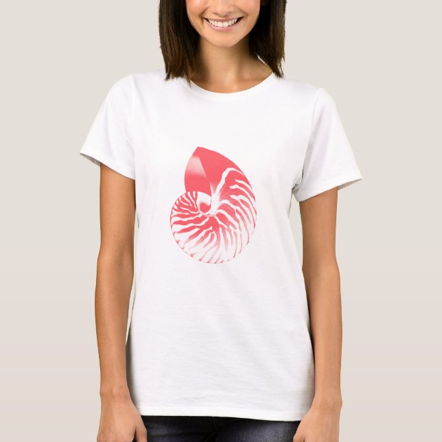 T-shirt Nautilus Shell - corail rose et blanc (Devant)