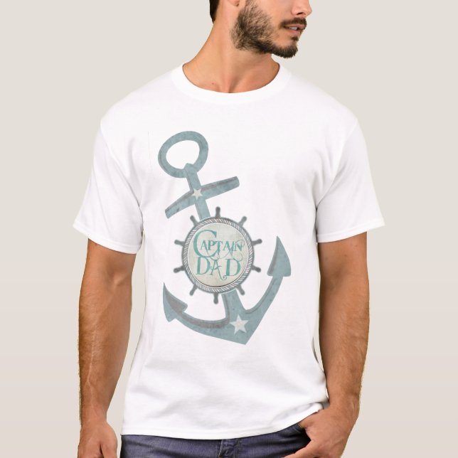 T-shirt nautique de fête des pères de capitaine (Devant)