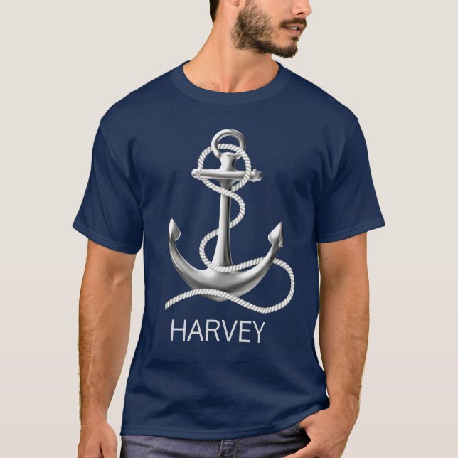 T-shirt nautique de l'ancre de l'homme personnalis (Devant)