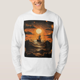 T-shirt Navire naviguant la nuit