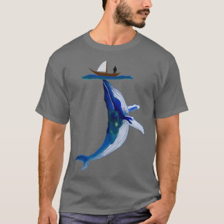 T-shirt navire solitaire de l'océan baleine
