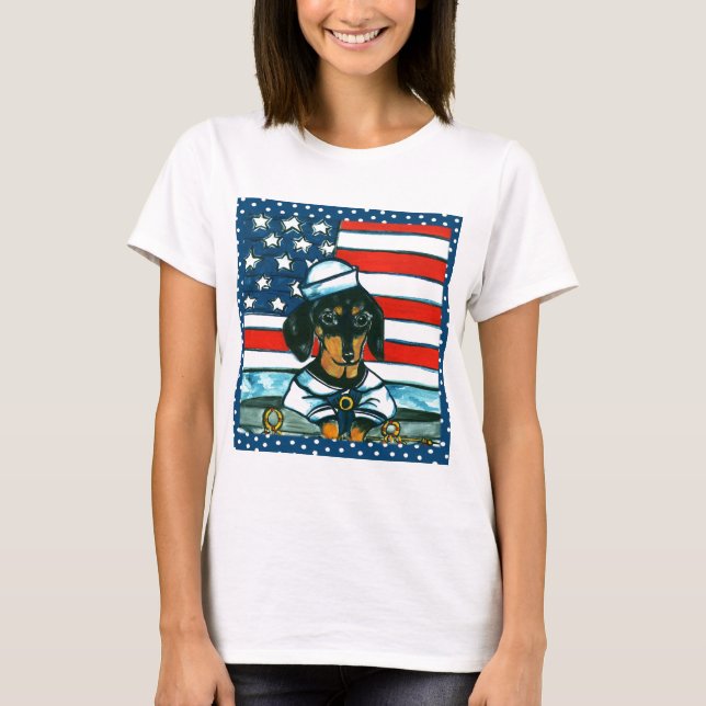 T-shirt Navy Dachshund (Devant)