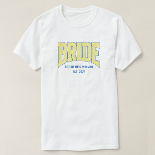 T-shirt Navy + Jaune Faux Paillettes BRIDE Fiançailles Ten