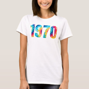 T-shirt Né 1970 Anniversaire Fête Rétro multicolore
