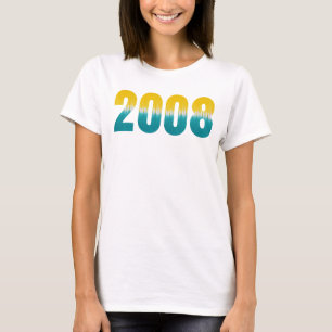 T-shirt Né 2008 Anniversaire fête Retro Blue Yellow Tie Dy