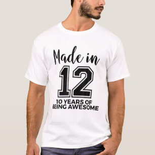 T-shirt Né 2012 10E Anniversaire Garçons Filles 10 Ans De