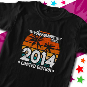T-shirt Né 2014 Limited Edition Retro Awesome depuis 2014