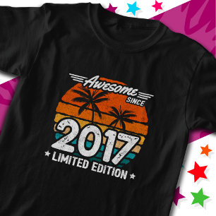 T-shirt Né 2017 Limited Edition Retro Awesome depuis 2017