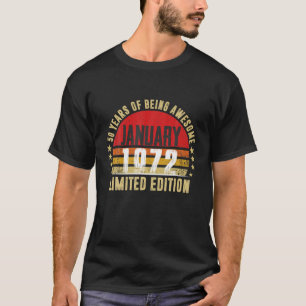 T-shirt Né À 50 Ans En Janvier 1972 Vintage 50E Birt