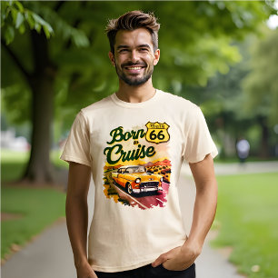 T-shirt Né à Croisière Route 66 Voiture classique Voyage r