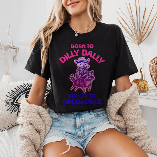 T-shirt Né à Dilly Dally forcé à Skedaddle Cowboy Pig (Créateur téléchargé)