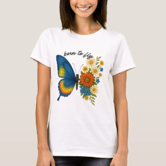 T-shirt Né à Fleur de Papillon de Voler - Inspiration colo