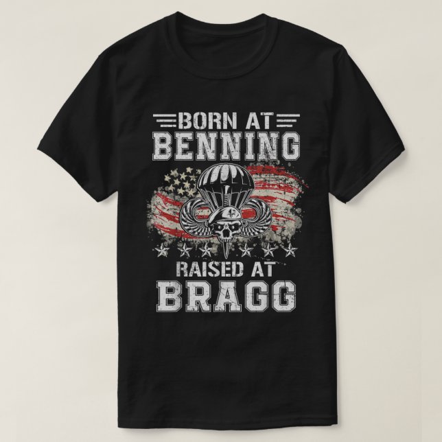 T-shirt Né À Ft Benning Levé Fort Bragg Airborne Vete (Design devant)