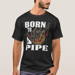 T-shirt Né À Pipe Bagpiper tenue