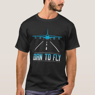 T-shirt Né À Vol Avion Pilote Avion Avion Avion Volant