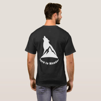 T-shirt Né à Wander Wolf & Mountain Nature Lover & Randonn