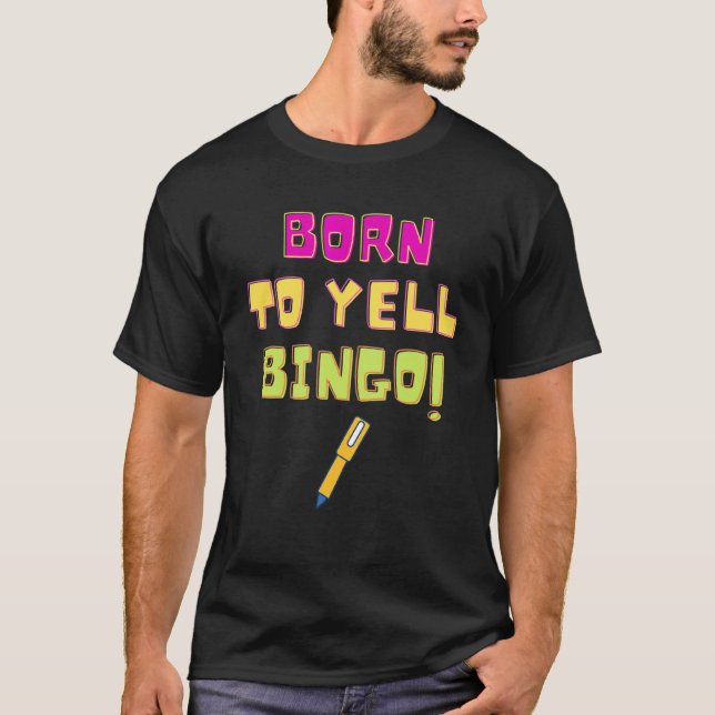 T-shirt Né À Yell Bingo Joueur Bingo Humour de jeu (Devant)