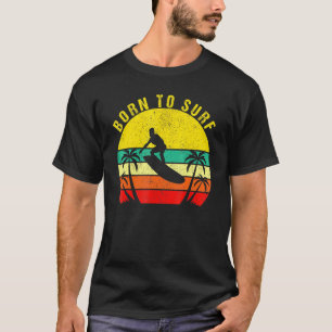 T-shirt Né Au Surf Surfeur Vintage Pour Hommes Femmes 1