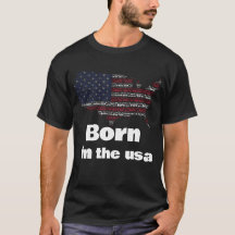 Né aux États-Unis Carte du drapeau américain T-Shi