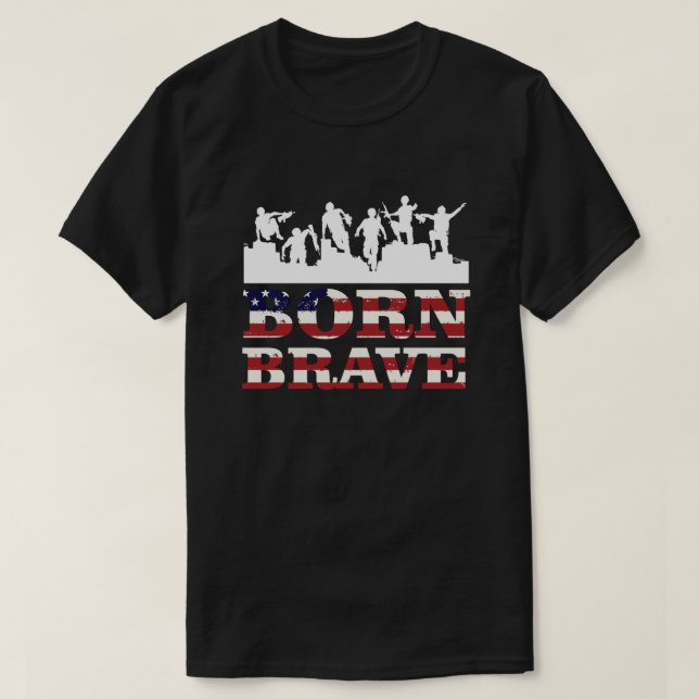T-shirt Né Brave Military USA Drapeau (Design devant)