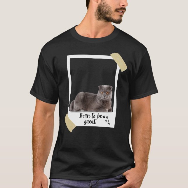 T-shirt Né Ce Grand Chat Écossais À Cheveux Et Ki (Devant)