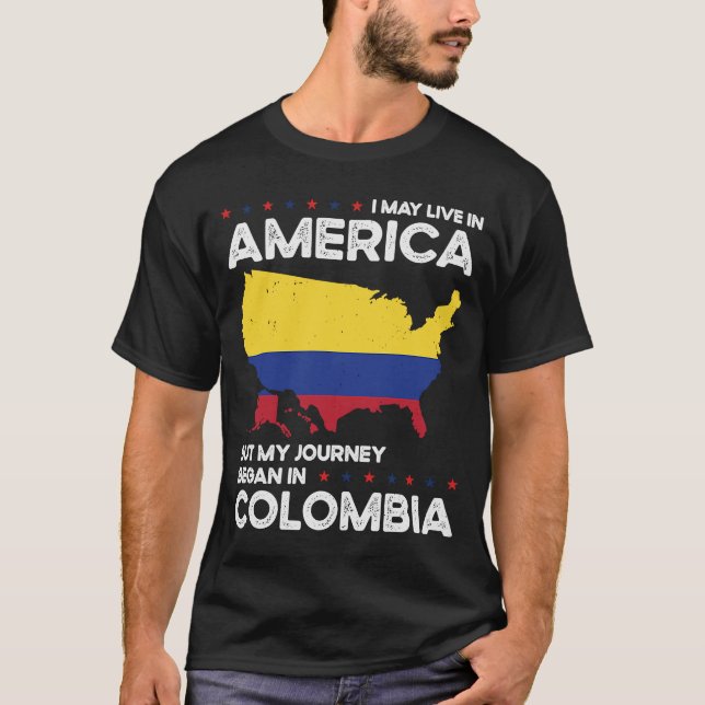 T-shirt Né Colombie Colombie Colombie Amérique États-Unis  (Devant)