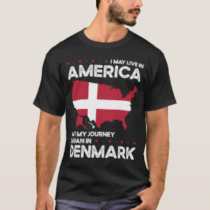 T-shirt Né Danois Danemark Américain États-Unis Citoyennet