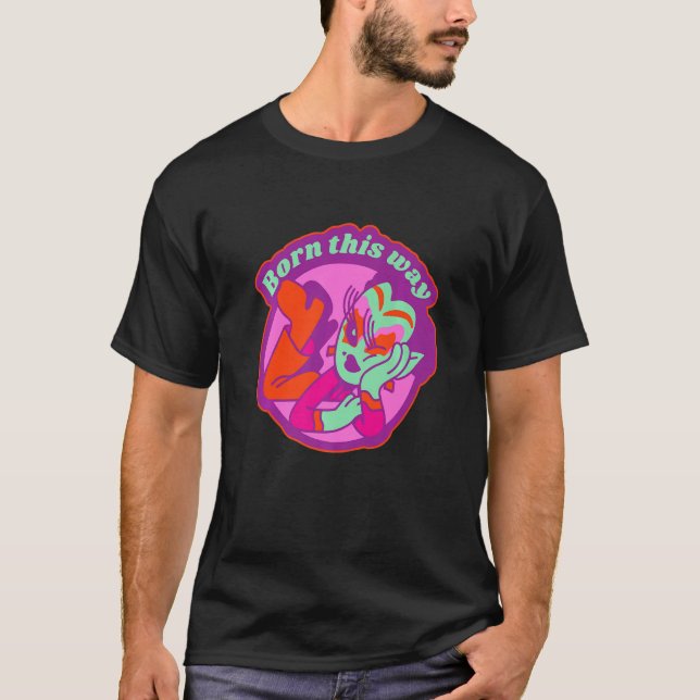 T-shirt Né De Cette Façon Lgbtq Droits Gay Fière Fierté Ar (Devant)