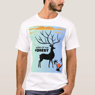 T-shirt Né de la forêt – Silhouette de cerf mystique de la