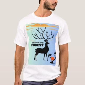 T-shirt Né de la forêt – Silhouette de cerf mystique de la
