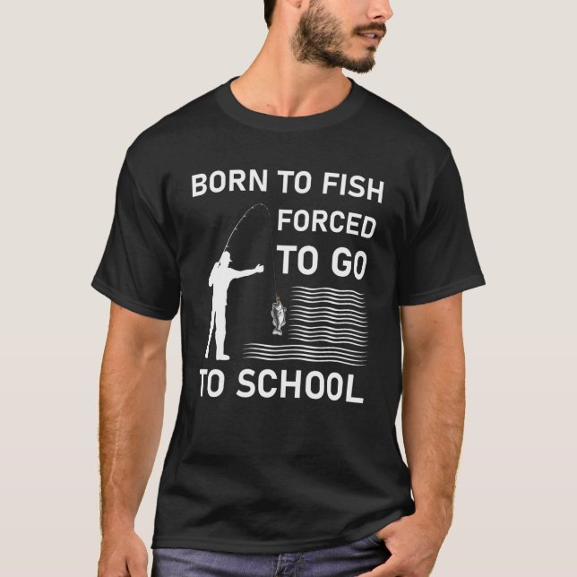 T-shirt né de poissons forcés d'aller à l'école (Devant)