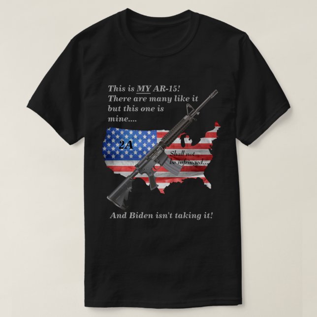 T-shirt Ne Doit Pas Être Violé Drapeau Américain Mon AR15  (Design devant)