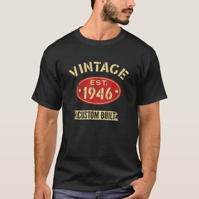 T-shirt Né en 1946 Fabriqué en 1946 Cadeaux actuels 80e 80 (Devant)