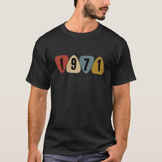 T-shirt Né En 1971 Guitariste Musique Onglet de guitare An (Devant)