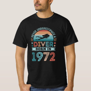 T-shirt Né en 1972 50e anniversaire Plongée Dive Fan