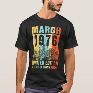 T-shirt Né En 1976 46th Anniversaire Limited Edition Retro
