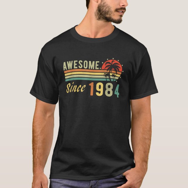 T-shirt Né En 1984 Awesome Depuis 1984 Distressed Retro (Devant)