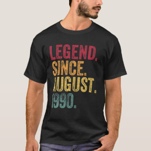 T-shirt Né En Août 1990 30e Anniversaire Cadeau 30 Ans Ol