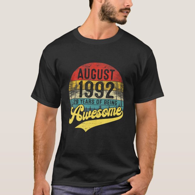 T-shirt Né En Août 1992 Edition Limitée 29E Anniversaire (Devant)