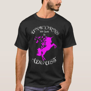 T-shirt Né en Août Papillons N Unicorns Magical Fair