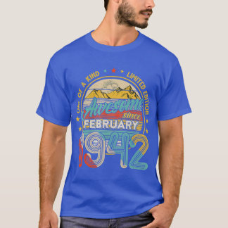 T-shirt Né En Février 1942 79e Anniversaire Cadeau Retro