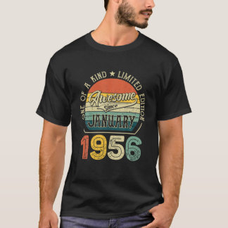 T-shirt Né En Janvier 1956 66 Ans Tee Vintage 66E Naissanc