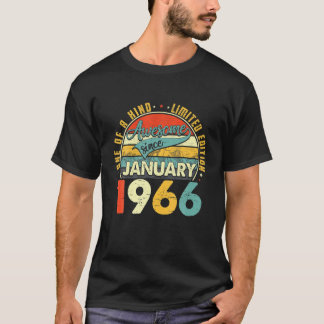 T-shirt Né En Janvier 1966 56E Anniversaire Cadeau Retro 5