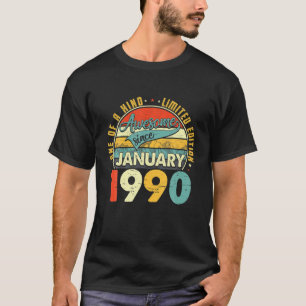 T-shirt Né En Janvier 1990 32E Anniversaire Cadeau Retro 3