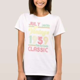 T-shirt Né En Juillet 1959 Vintage Oldie Mais Goodie 62nd