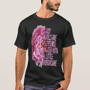 T-shirt Né En Juillet Anniversaire Peony Citation Flower